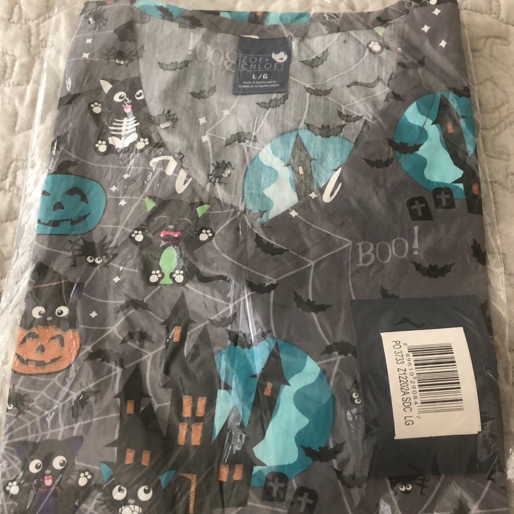 Halloween Kitten Scrub Top
